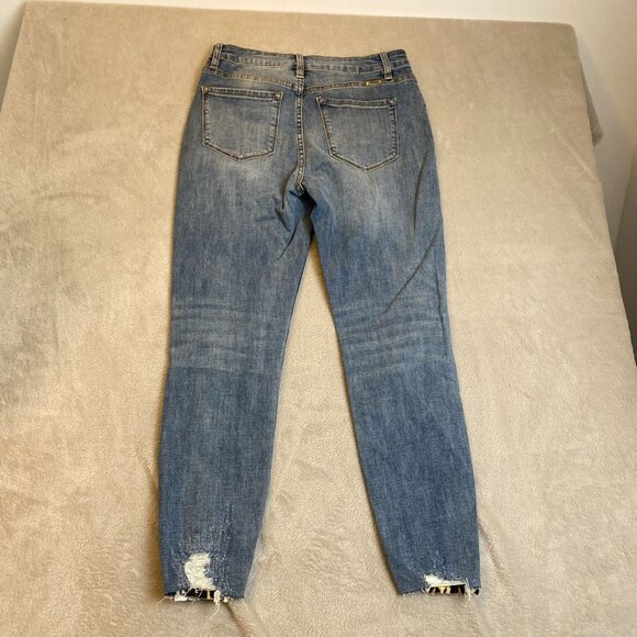 KanCan Women's Jeans 30x26 Mid-Rise Destroyed Skinny With Leopard Print Patches - Picture 14 of 16